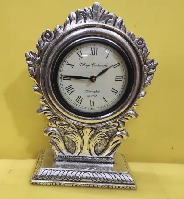 Silver Coated Wooden Clock