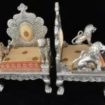 German Silver Coated Wooden King Chair - Yashoda Arts