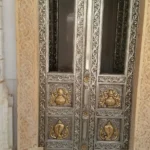 Exterior Silver Coated Wooden Pooja Room Door by Yashoda Arts