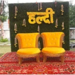 Golden Wooden 2 Piece Silver Coated Wedding Chairs - Yashoda Arts